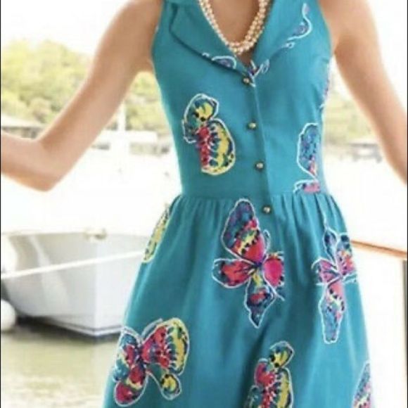 Lilly Pulitzer Dresses & Skirts - Turquoise Butterfly dress Lilly Pulitzer EUC 4